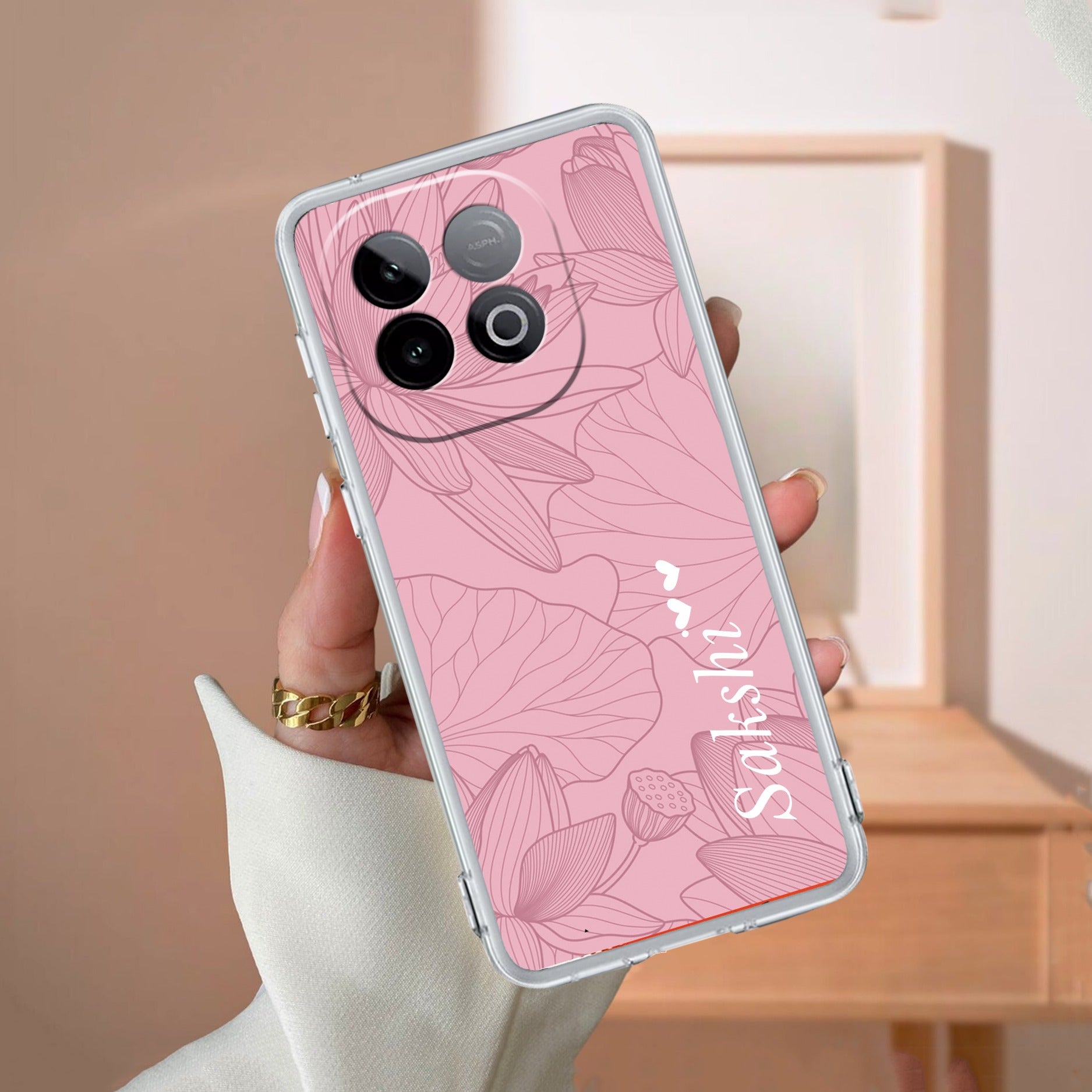 Customized luxury Peach leaves Transparent Silicon Case For iQOO Z9s Pro 5G