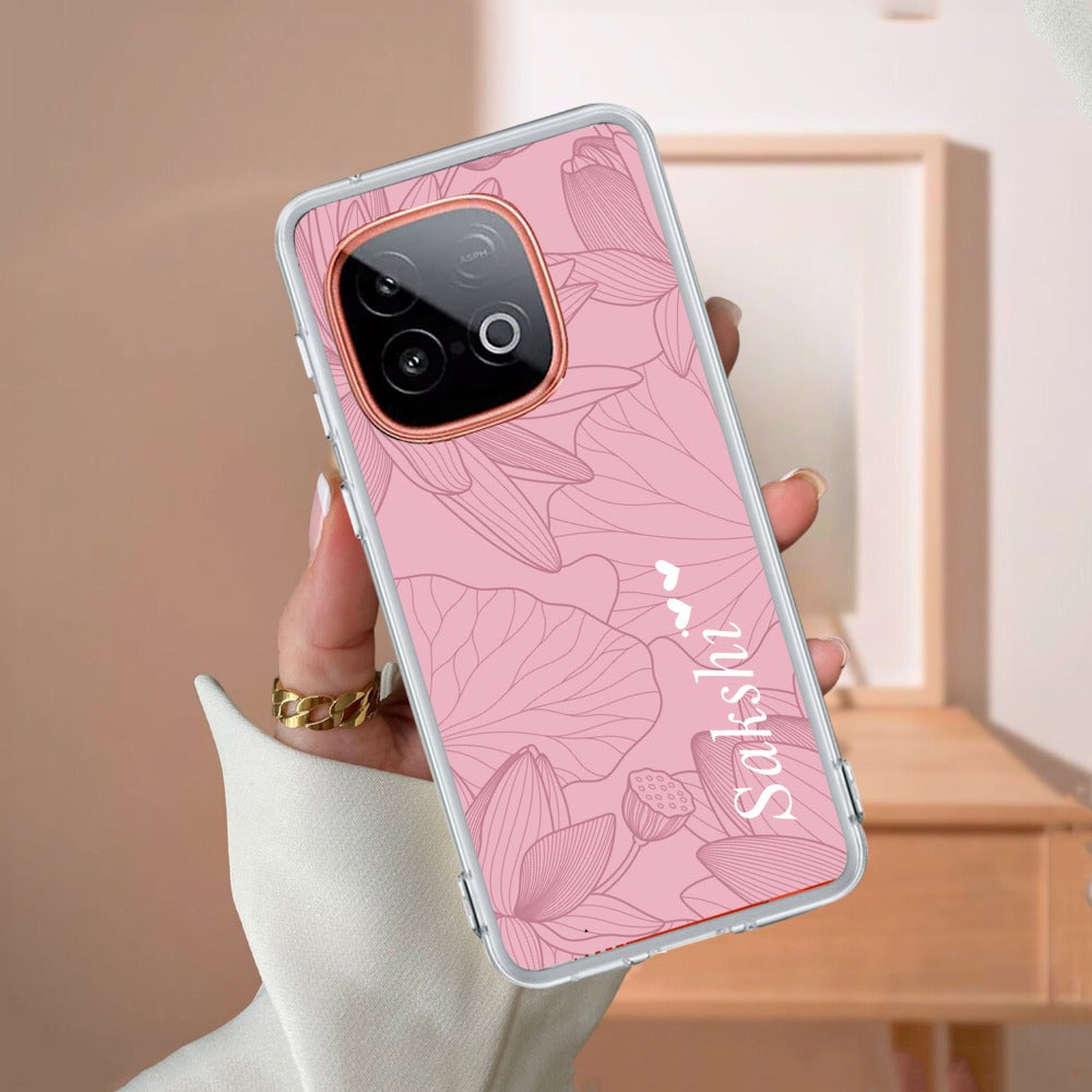 Customized luxury Peach leaves Transparent Silicon Case For iQOO