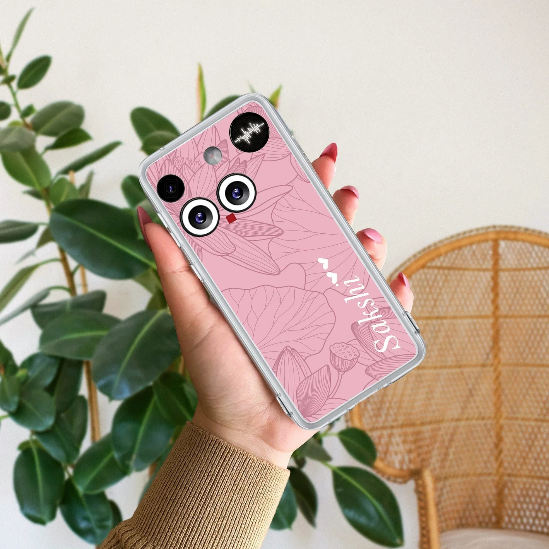 Customized luxury Peach leaves Transparent Silicon Case For Nothing - ShopOnCliQ