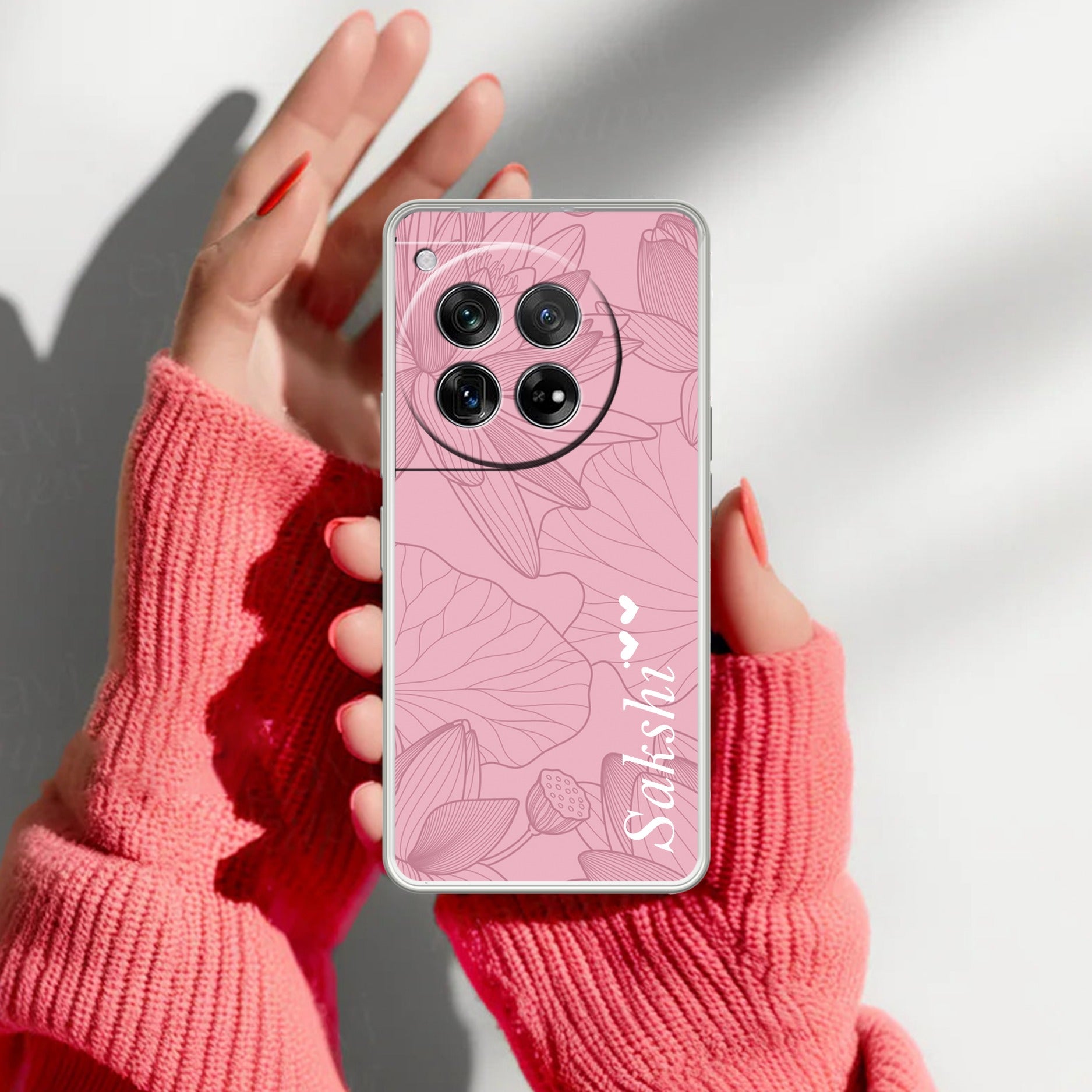 Customized luxury Peach leaves Transparent Silicon Case For OnePlus