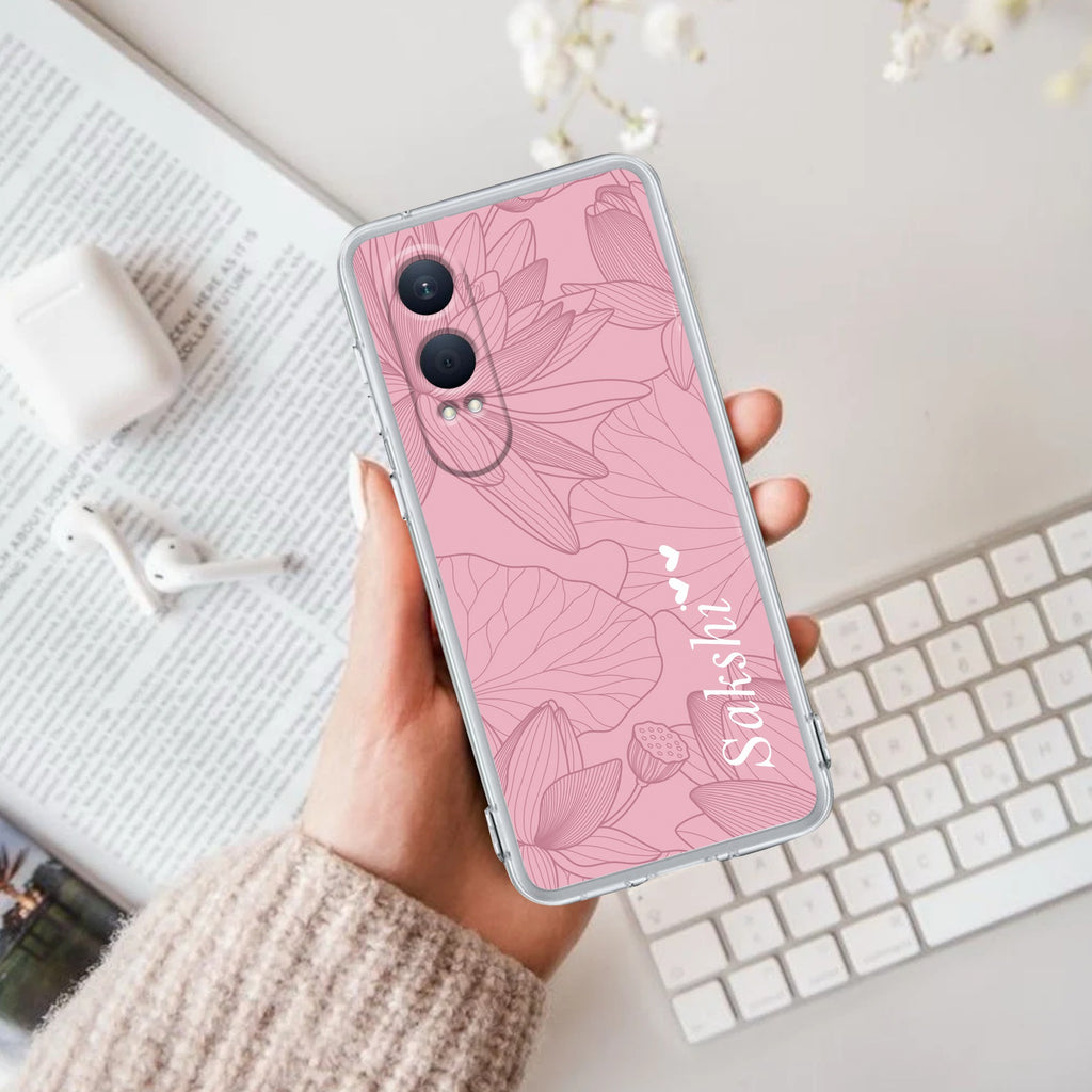 Customized luxury Peach leaves Transparent Silicon Case For OnePlus Nord CE 4 Lite 5G