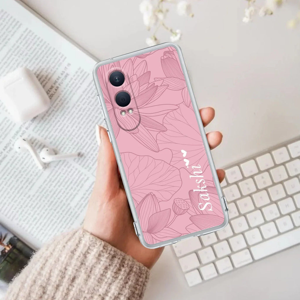 Customized luxury Peach leaves Transparent Silicon Case For OnePlus