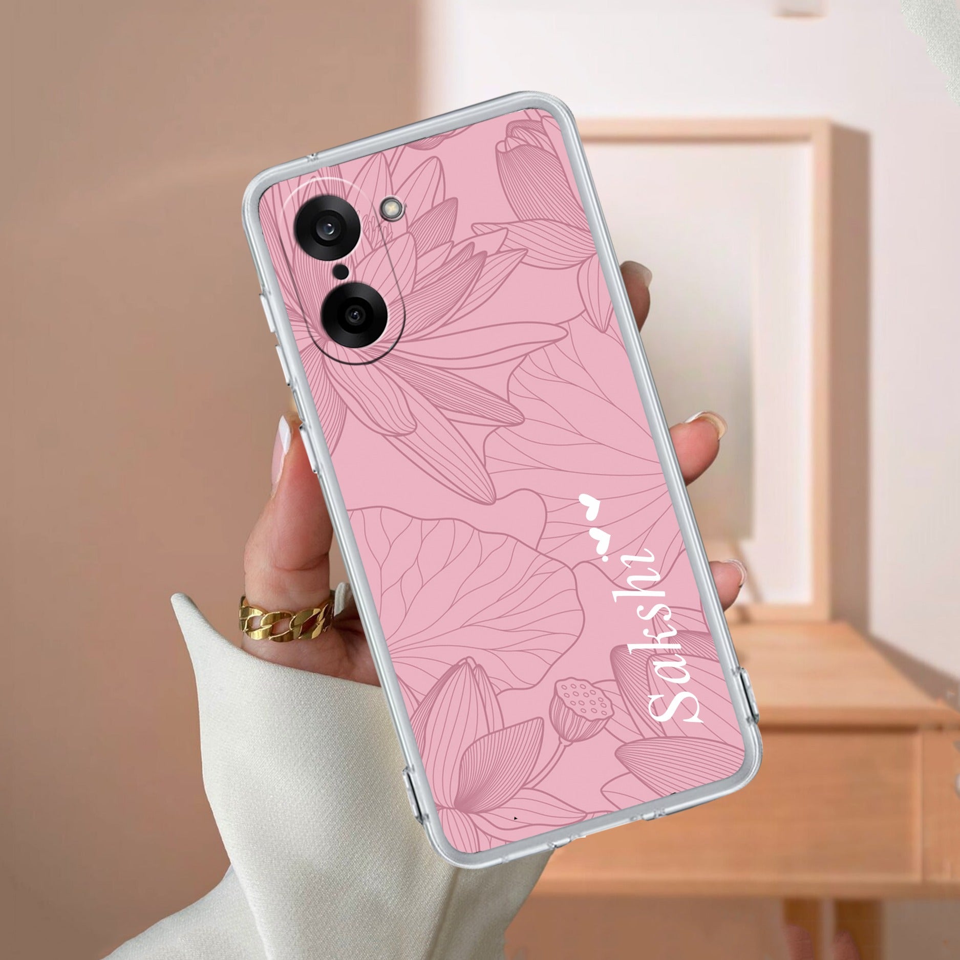 Customized luxury Peach leaves Transparent Silicon Case For OnePlus