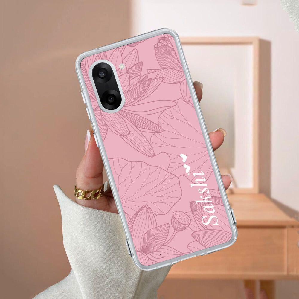 Customized luxury Peach leaves Transparent Silicon Case For OnePlus