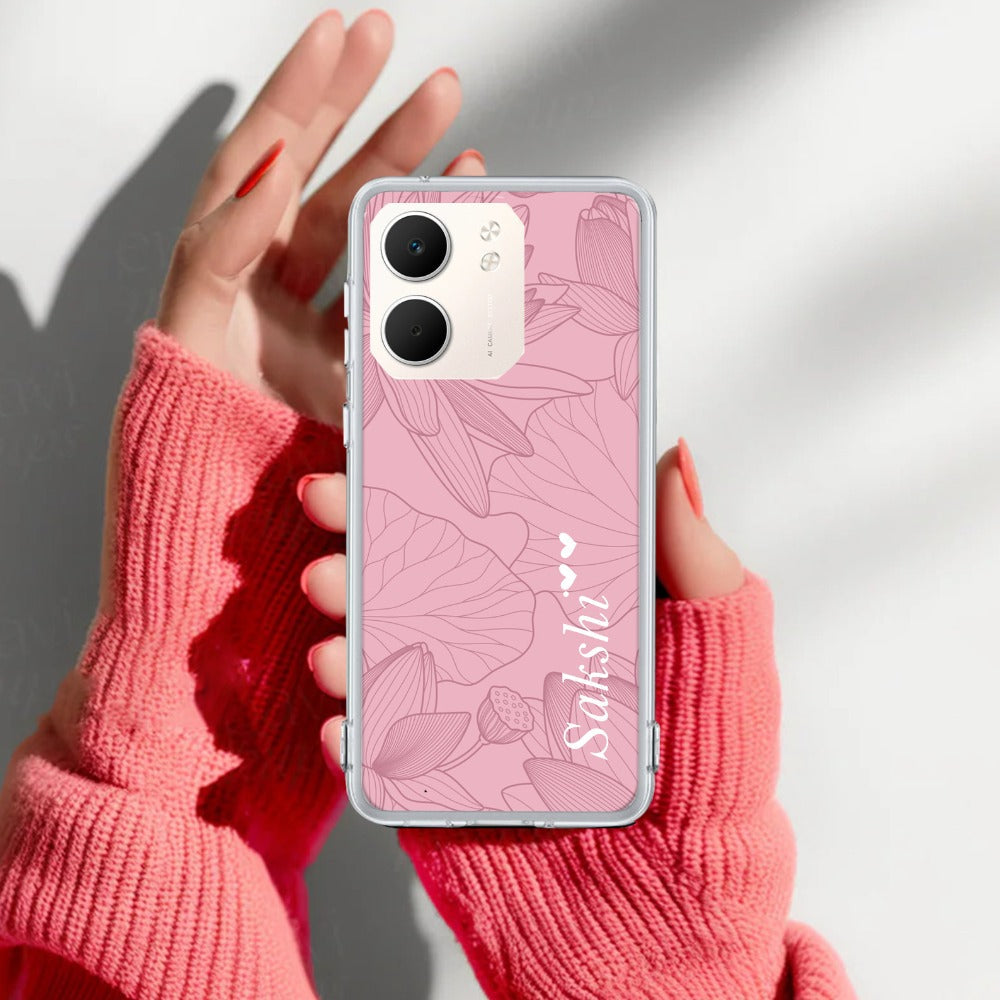 Customized luxury Peach leaves Transparent Silicon Case For Oppo