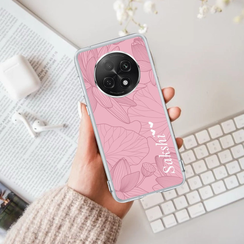 Customized luxury Peach leaves Transparent Silicon Case For Oppo