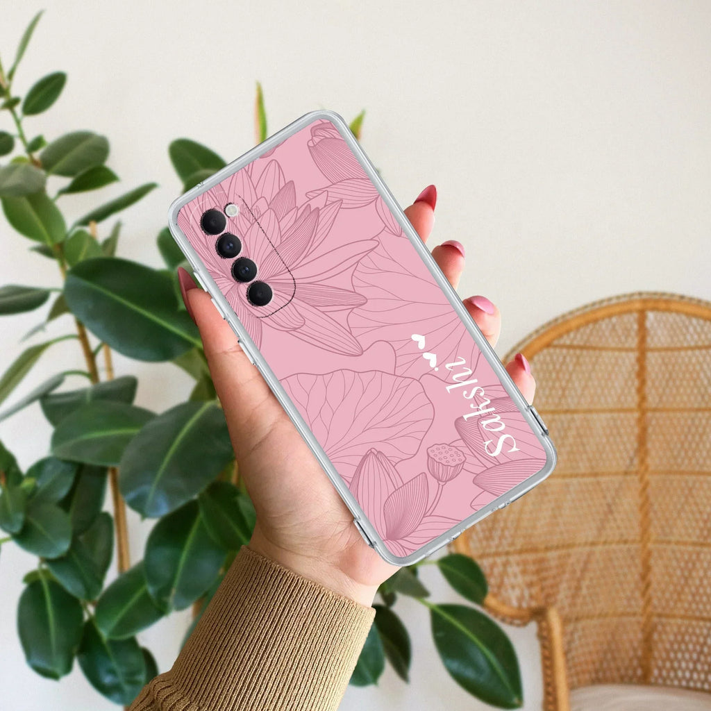 Customized luxury Peach leaves Transparent Silicon Case For Oppo Reno 4 Pro