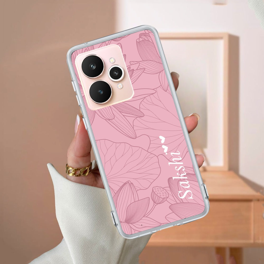 Customized luxury Peach leaves Transparent Silicon Case For Realme/Narzo