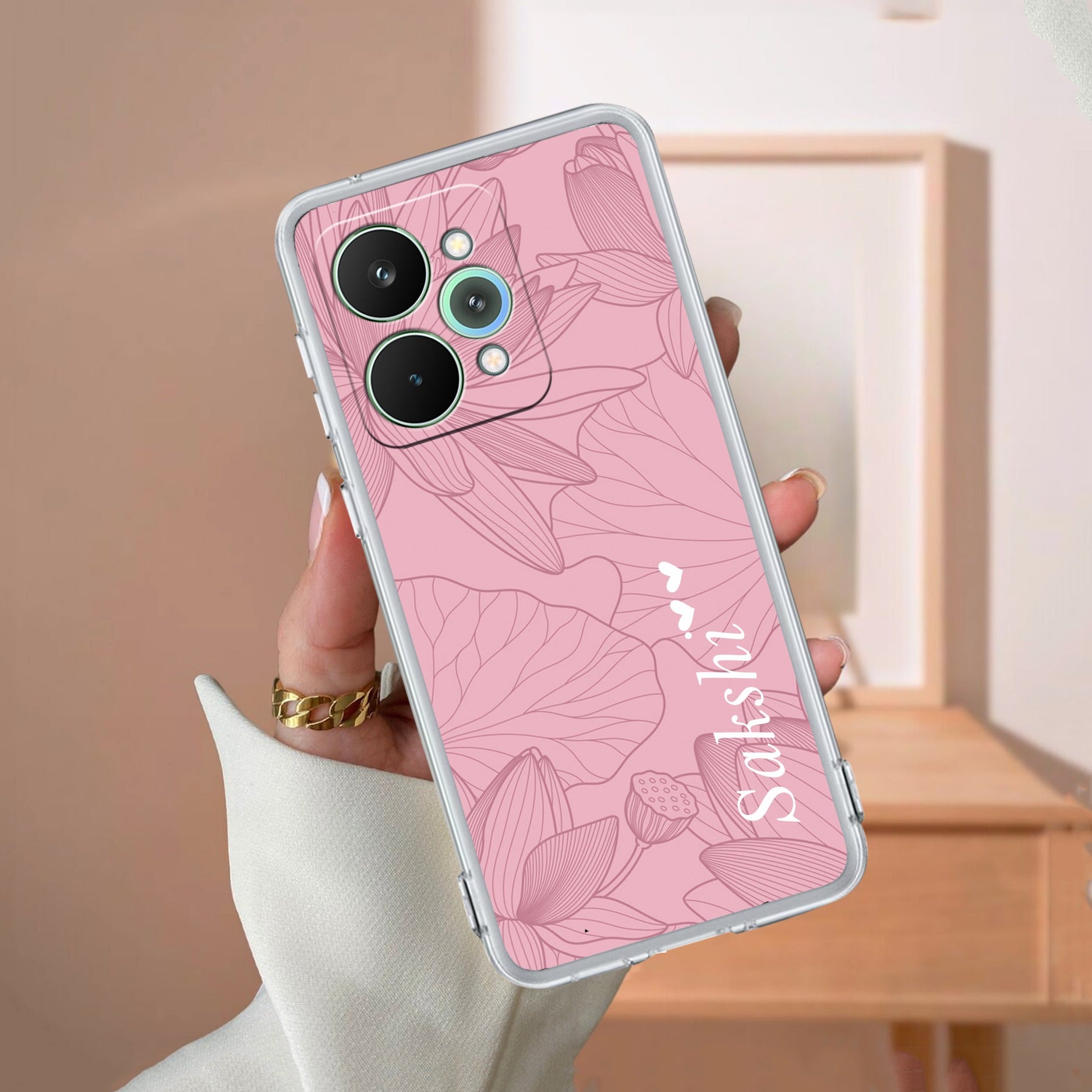 Customized luxury Peach leaves Transparent Silicon Case For Realme 16 Pro 5G