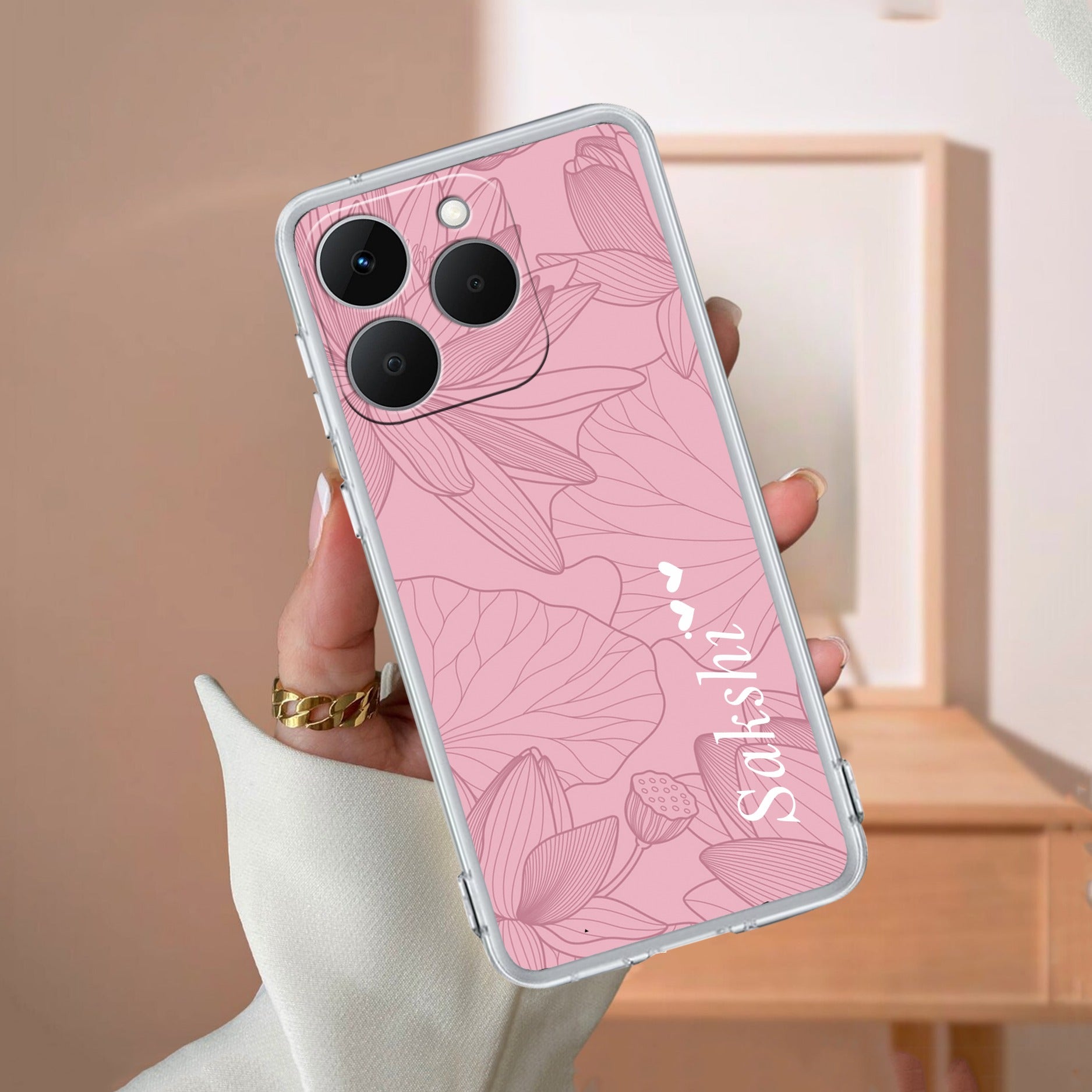 Customized luxury Peach leaves Transparent Silicon Case For Realme 15T 5G