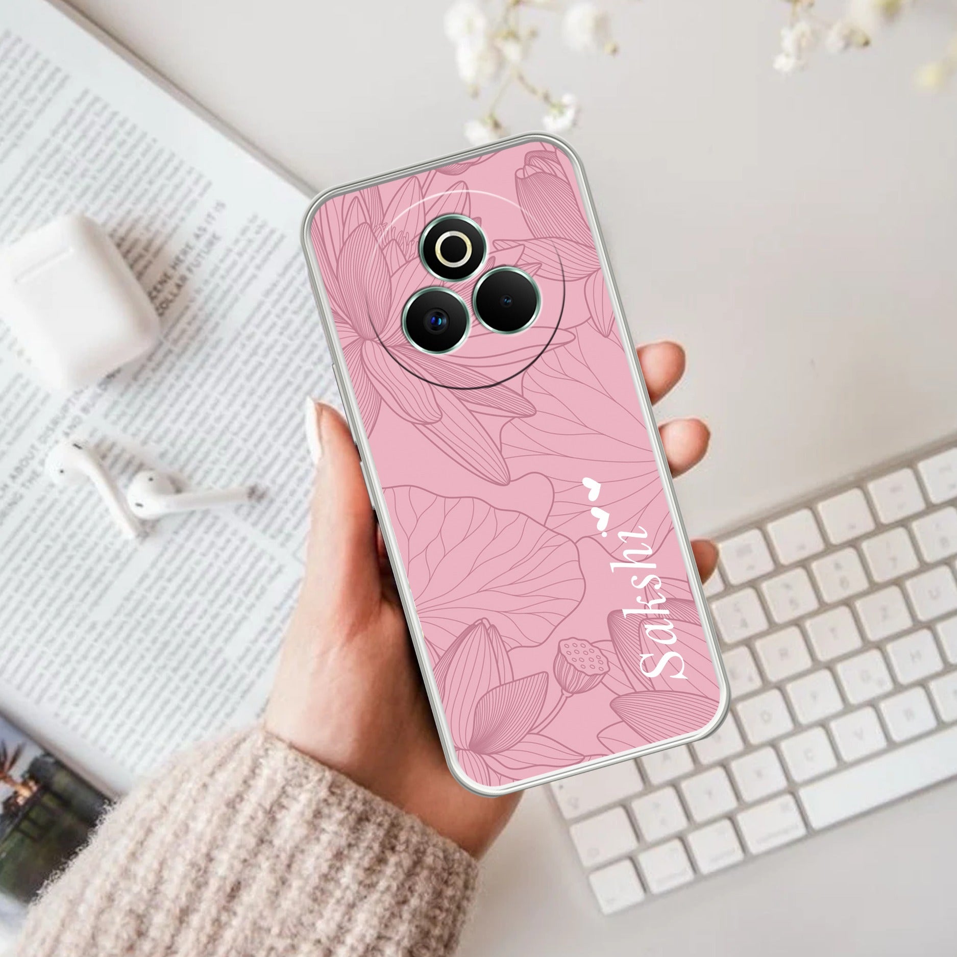 Customized luxury Peach leaves Anti Yelllow Case For Realme P3 Pro 5G