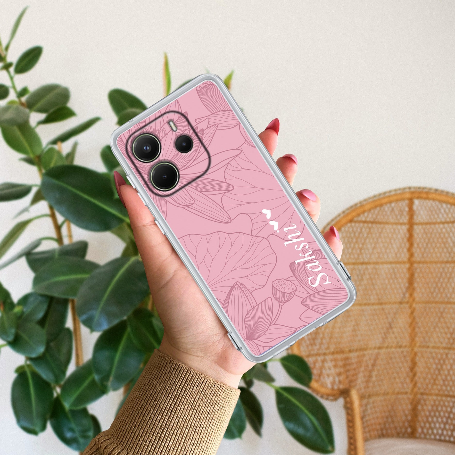 Customized luxury Peach leaves Transparent Silicon Case For Redmi Note 15 Pro Plus 5G