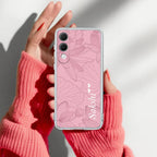 Customized luxury Peach leaves Transparent Silicon Case For Samsung Galaxy S25 Plus 5G