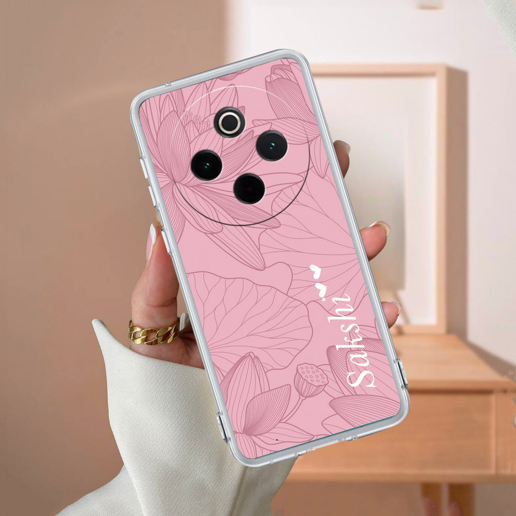 Customized luxury Peach leaves Transparent Silicon Case For Vivo