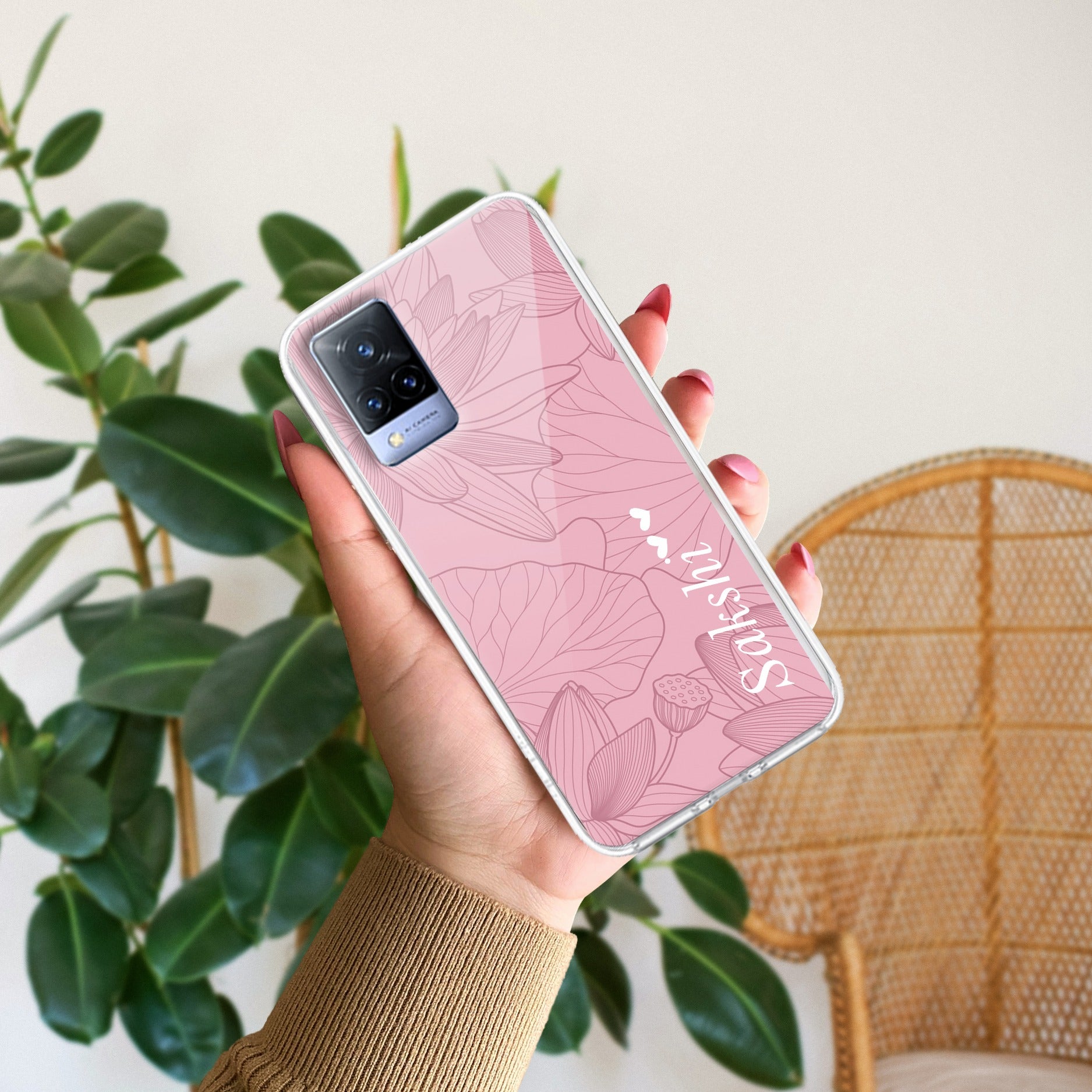 Customized luxury Peach leaves Anti Yellow Case For Vivo V21 5G