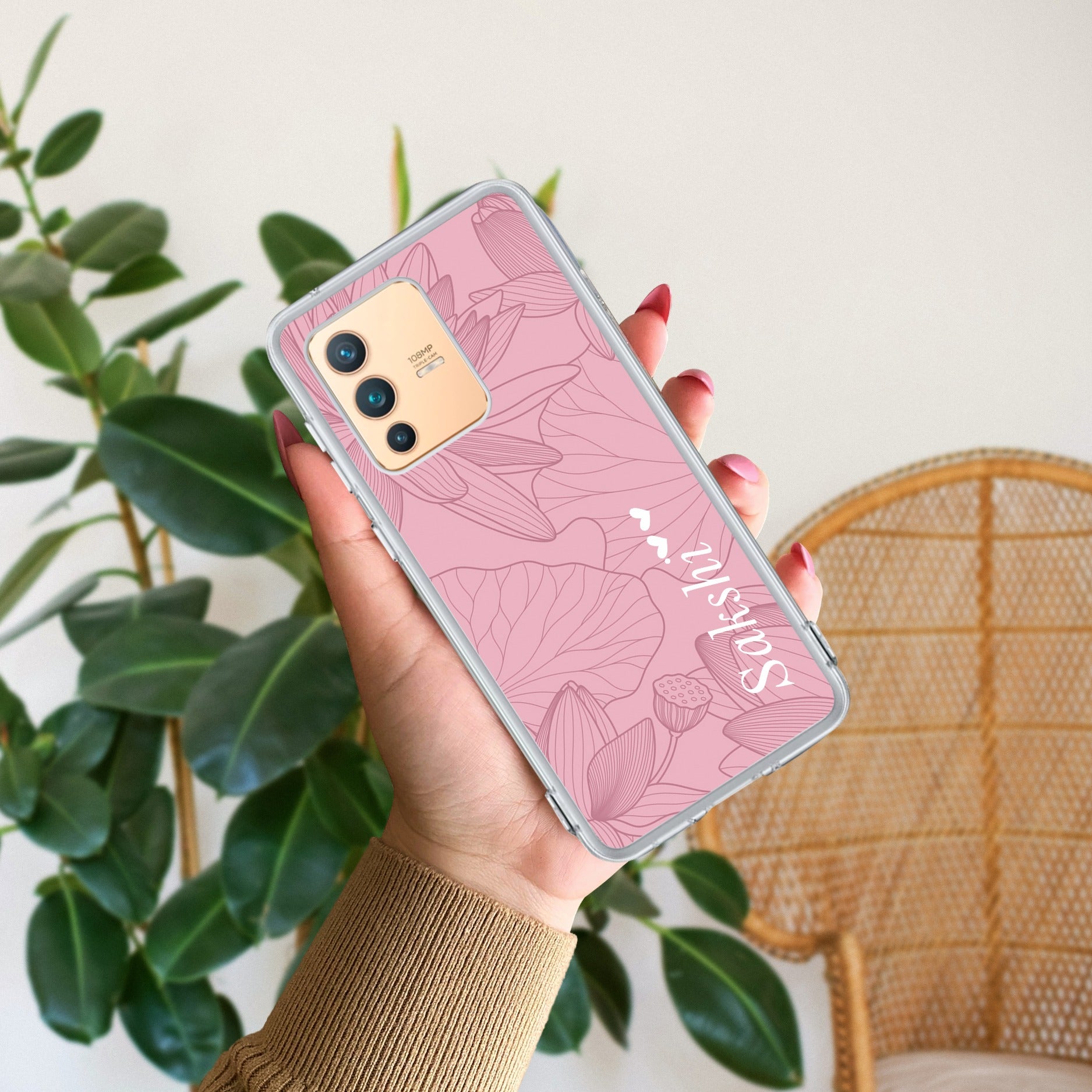Customized luxury Peach leaves Anti Yellow Case For Vivo V23 5G