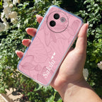 Customized luxury Peach leaves Transparent Silicon Case For Vivo