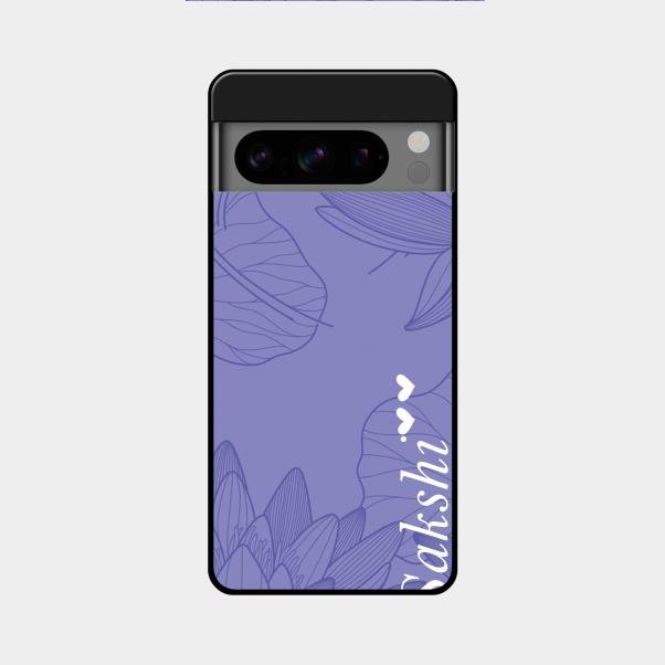 Customized luxury Purple leaves Glass Case Cover For Google Pixel 8 Pro 5G