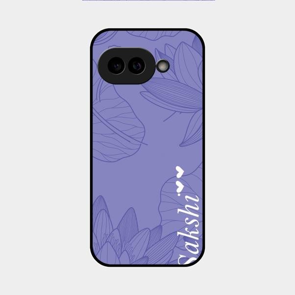 Customized luxury Purple leaves Glass Case Cover For Google Pixel 9A 5G