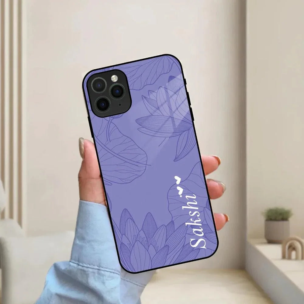 Customized luxury Purple leaves Glass Case Cover For iPhone - ShopOnCliQ
