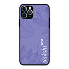 Customized luxury Purple leaves Glass Case Cover For iPhone 11 Pro Max