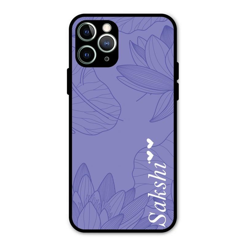 Customized luxury Purple leaves Glass Case Cover For iPhone 11 Pro Max