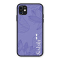 Customized luxury Purple leaves Glass Case Cover For iPhone 11