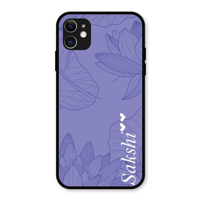 Customized luxury Purple leaves Glass Case Cover For iPhone 11