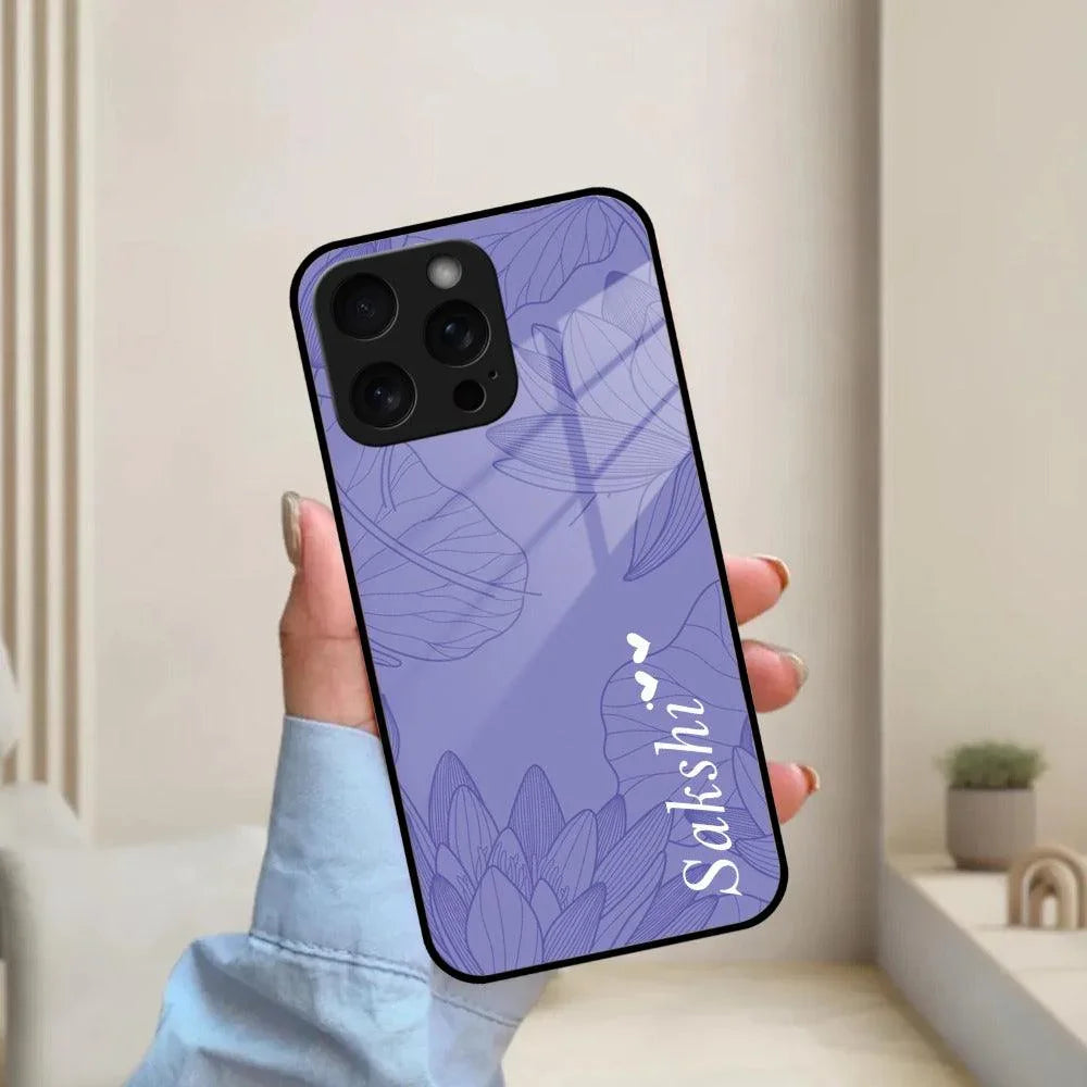 Customized luxury Purple leaves Glass Case Cover For iPhone - ShopOnCliQ