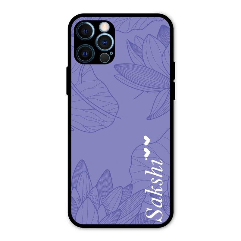 Customized luxury Purple leaves Glass Case Cover For iPhone 12 Pro Max