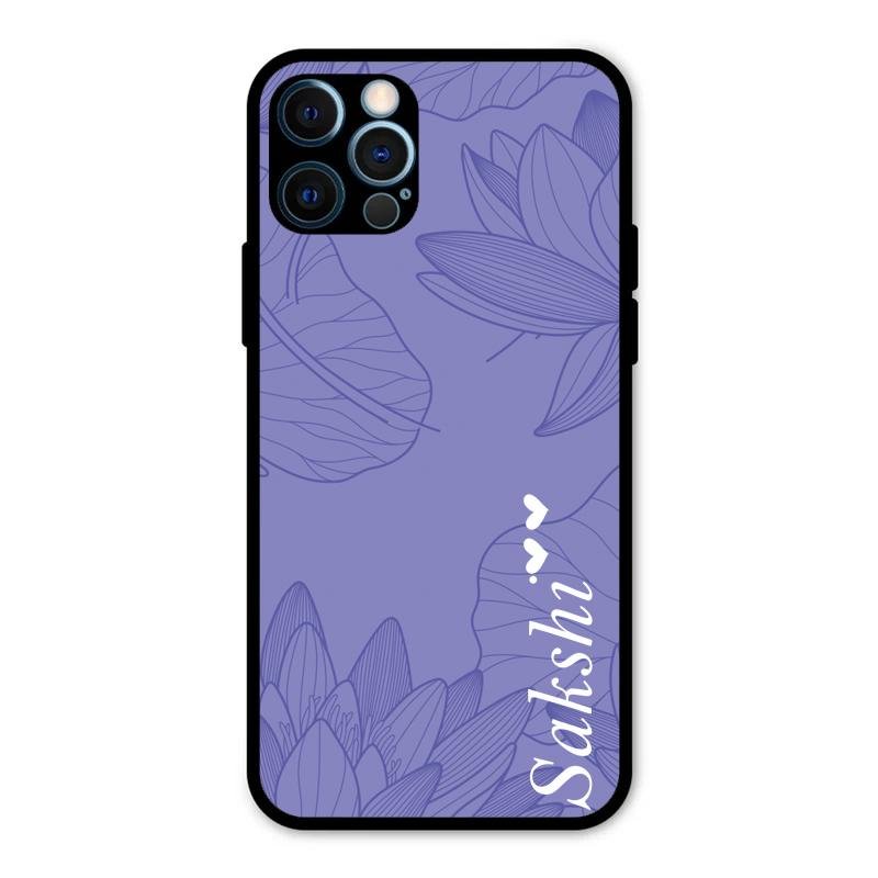 Customized luxury Purple leaves Glass Case Cover For iPhone 12 Pro