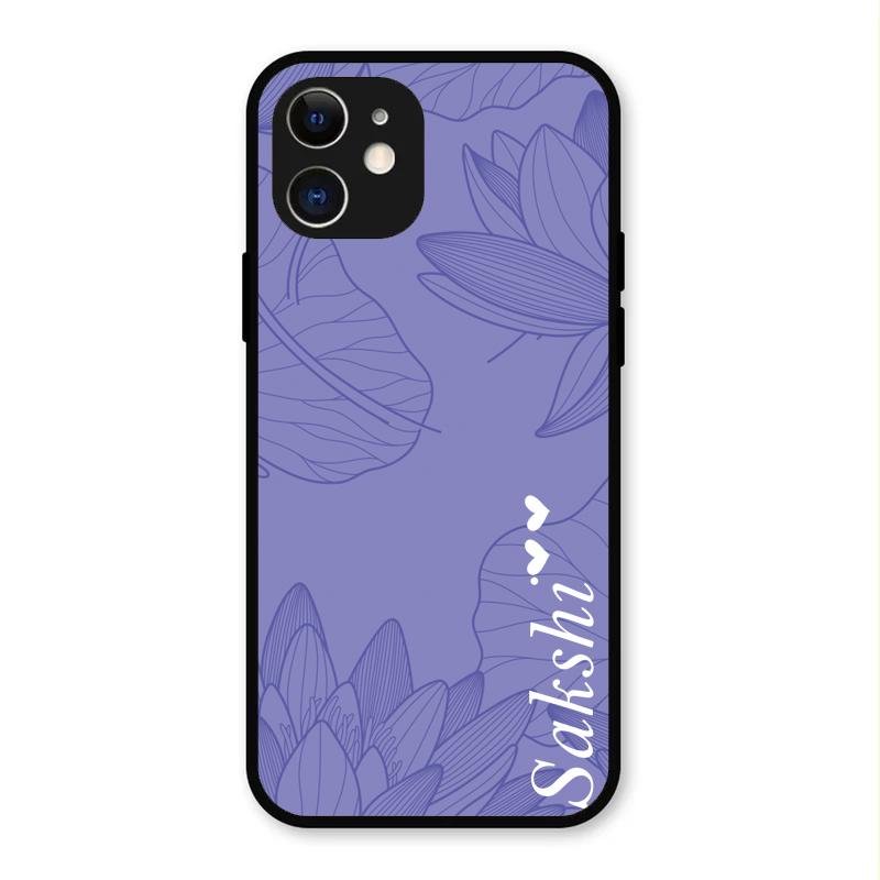 Customized luxury Purple leaves Glass Case Cover For iPhone 12