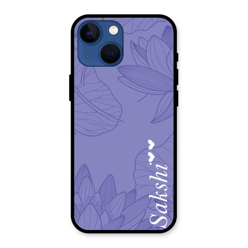 Customized luxury Purple leaves Glass Case Cover For iPhone 13 mini