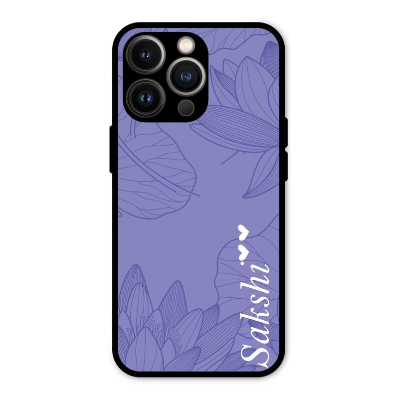 Customized luxury Purple leaves Glass Case Cover For iPhone 13 Pro