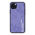 Customized luxury Purple leaves Glass Case Cover For iPhone 14 Plus
