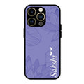 Customized luxury Purple leaves Glass Case Cover For iPhone 14 Pro