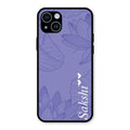 Customized luxury Purple leaves Glass Case Cover For iPhone 14