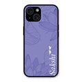 Customized luxury Purple leaves Glass Case Cover For iPhone 15 Plus