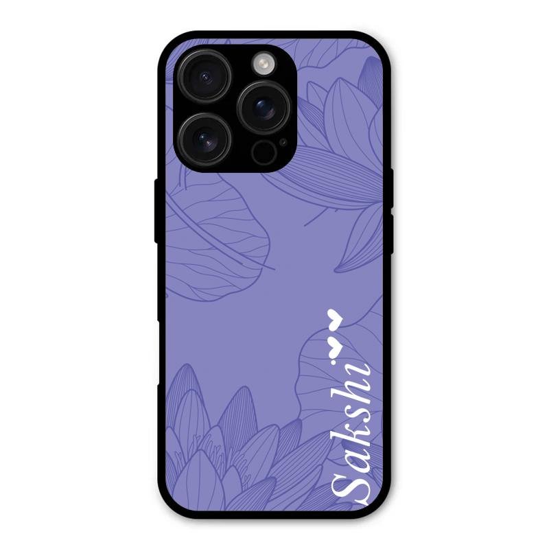 Customized luxury Purple leaves Glass Case Cover For iPhone 16 Pro Max