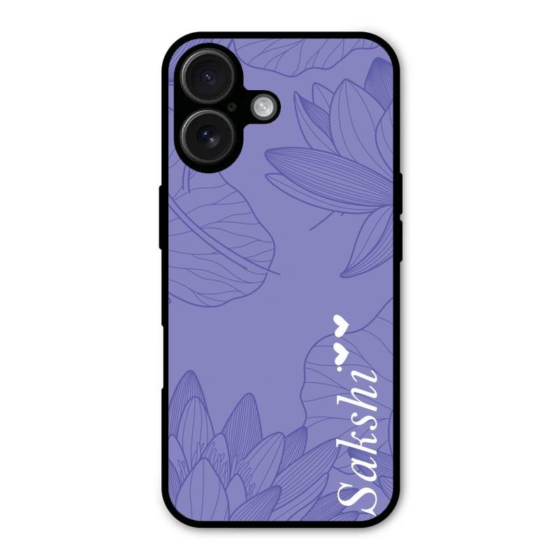 Customized luxury Purple leaves Glass Case Cover For iPhone 16
