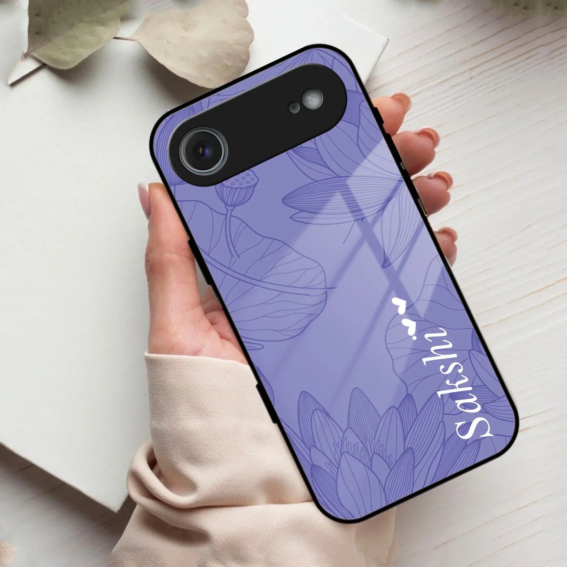 Customized luxury Purple leaves Glass Case Cover For iPhone - ShopOnCliQ