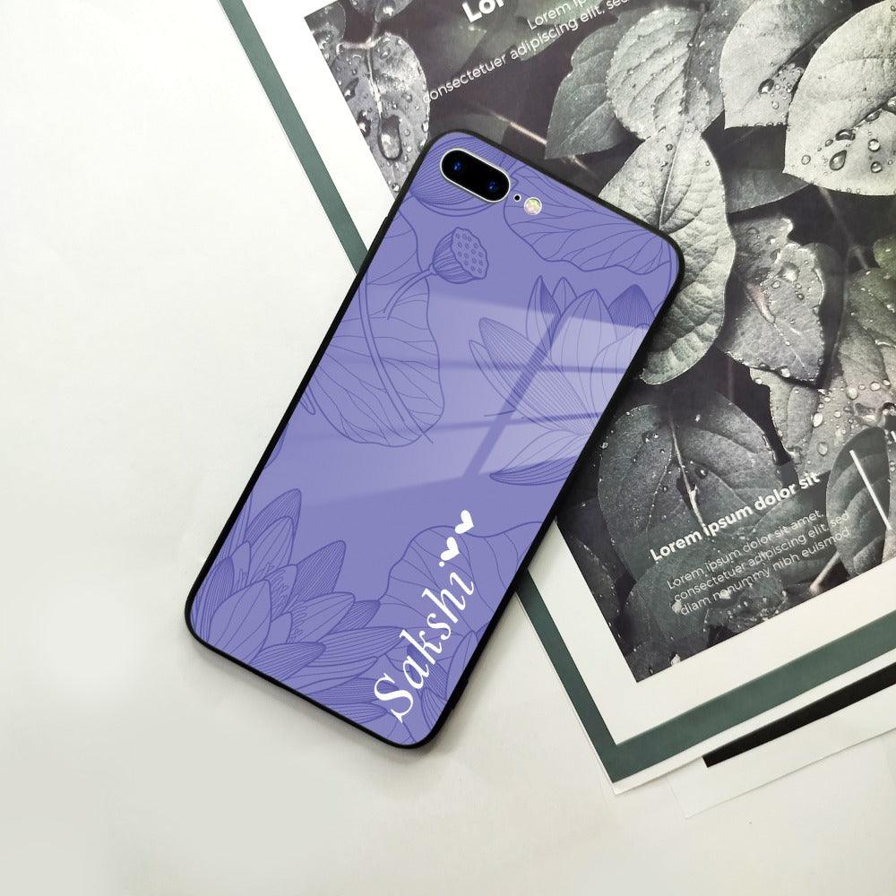 Customized luxury Purple leaves Glass Case Cover For iPhone