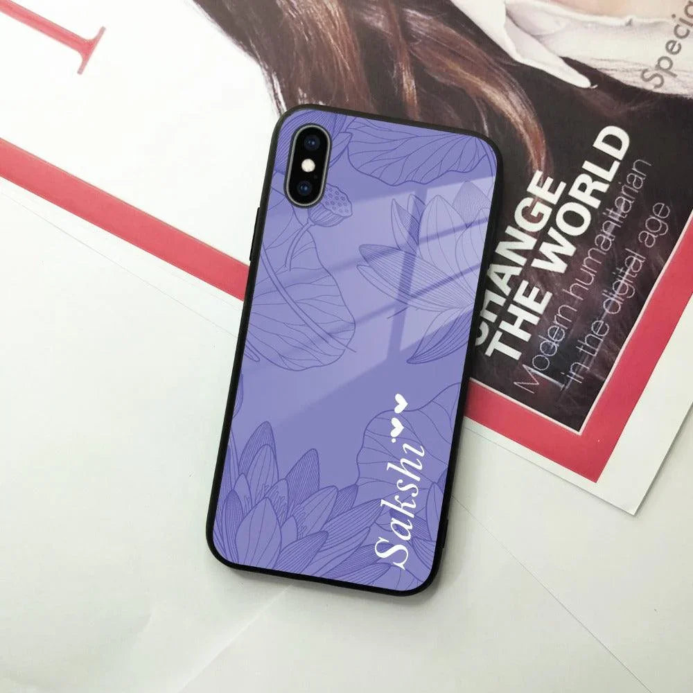 Customized luxury Purple leaves Glass Case Cover For iPhone - ShopOnCliQ