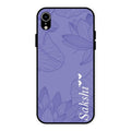 Customized luxury Purple leaves Glass Case Cover For iPhone XR