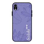 Customized luxury Purple leaves Glass Case Cover For iPhone XR