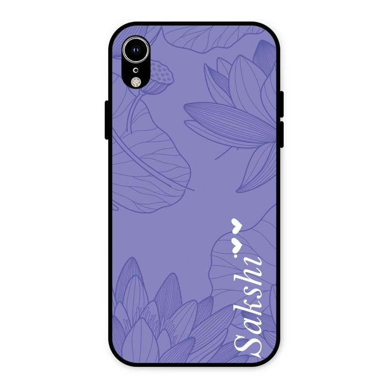 Customized luxury Purple leaves Glass Case Cover For iPhone XR