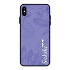 Customized luxury Purple leaves Glass Case Cover For iPhone XS Max