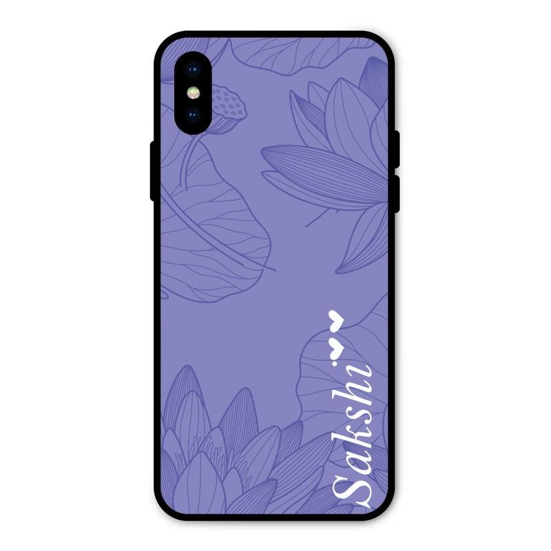 Customized luxury Purple leaves Glass Case Cover For iPhone XS