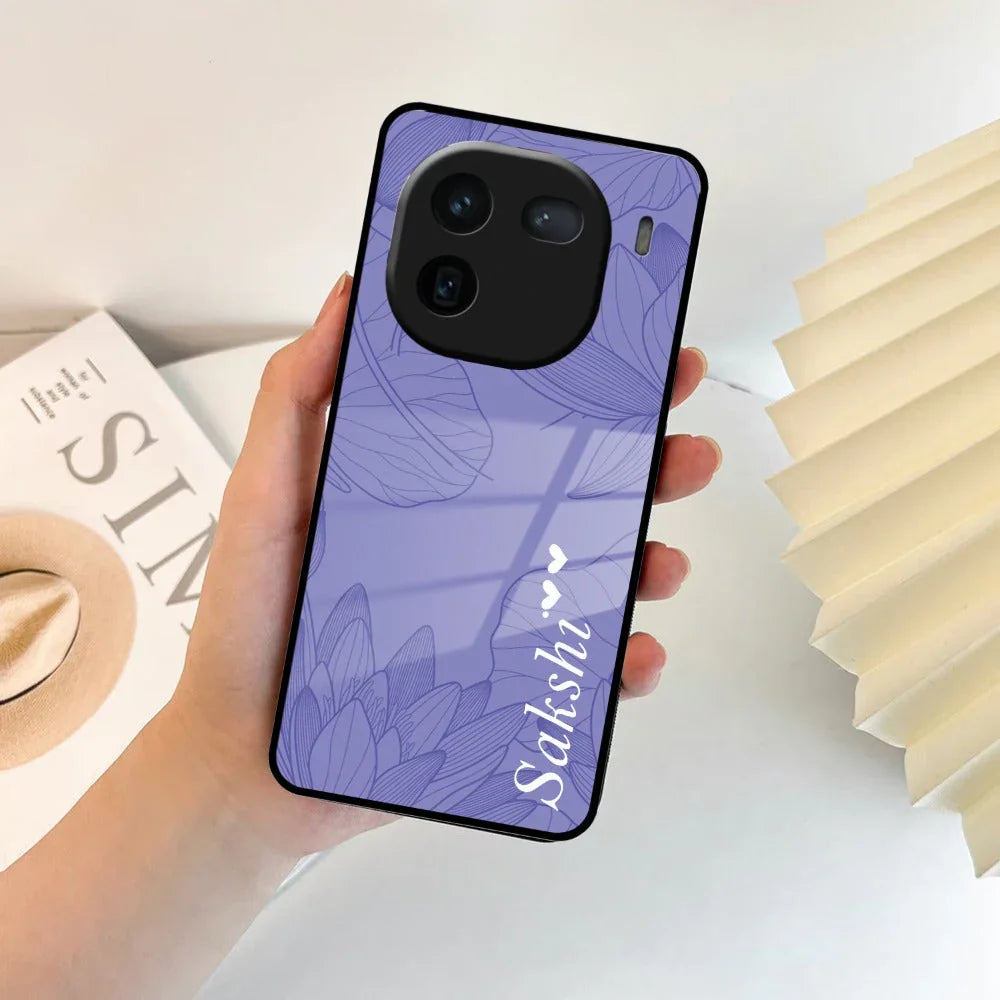 Customized luxury Purple leaves Glass Case Cover For iQOO - ShopOnCliQ