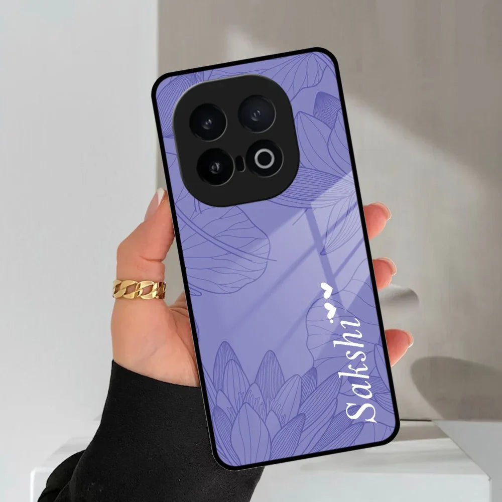 Customized luxury Purple leaves Glass Case Cover For Vivo - ShopOnCliQ